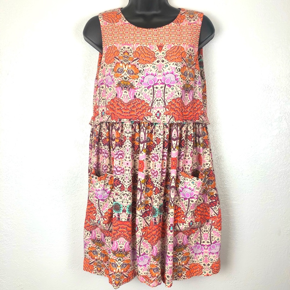 TOPSHOP babydoll orange floral dress Sz 8
